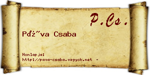 Páva Csaba névjegykártya